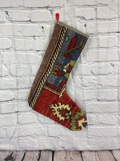 Vintage Handmade Turkish Rug Christmas Stocking