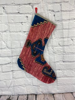 Handgefertigter türkischer Teppich, Weihnachts Stocking, Vintage