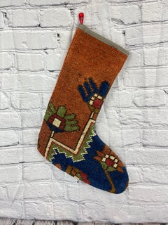 Vintage Handmade Turkish Rug Christmas Stocking
