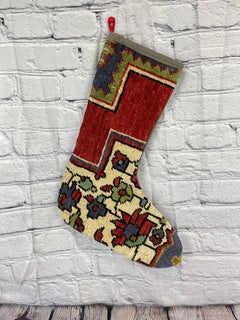 Handgefertigter türkischer Teppich, Weihnachts Stocking, Vintage
