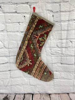 Vintage Handmade Turkish Rug Christmas Stocking