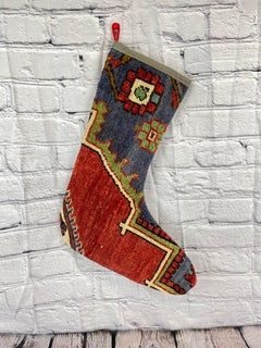 Vintage Handmade Turkish Rug Christmas Stocking