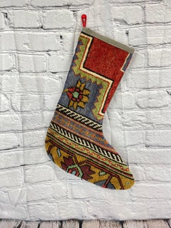 Vintage Handmade Turkish Rug Christmas Stocking