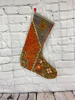 Vintage Handmade Turkish Rug Christmas Stocking