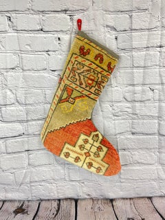 Handgefertigter türkischer Teppich, Weihnachts Stocking, Vintage