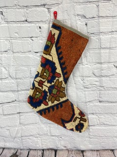 Handgefertigter türkischer Teppich, Weihnachts Stocking, Vintage