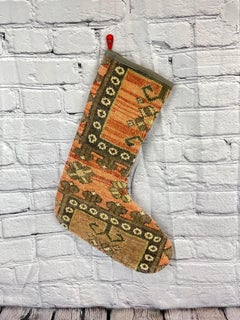 Handgefertigter türkischer Teppich, Weihnachts Stocking, Vintage