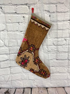 Vintage Handmade Turkish Rug Christmas Stocking