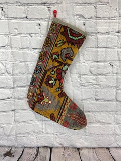 Vintage Handmade Turkish Rug Christmas Stocking