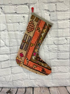 Vintage Handmade Turkish Rug Christmas Stocking