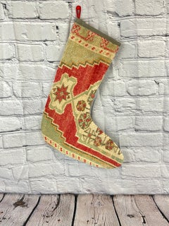 Vintage Handmade Turkish Rug Christmas Stocking