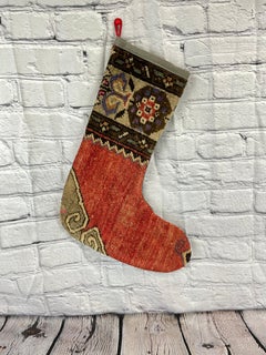 Vintage Handmade Turkish Rug Christmas Stocking