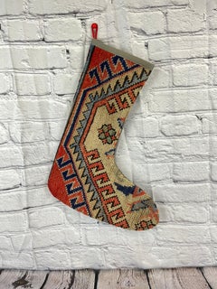 Vintage Handmade Turkish Rug Christmas Stocking