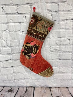 Vintage Handmade Turkish Rug Christmas Stocking