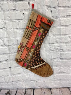 Vintage Handmade Turkish Rug Christmas Stocking