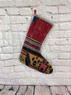 Vintage Handmade Turkish Rug Christmas Stocking