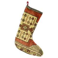 Calza di Natale vintage fatta a mano con tappeto turco