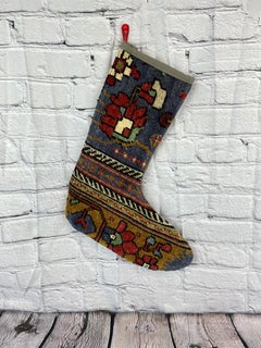 Handgefertigter türkischer Teppich, Weihnachts Stocking, Vintage