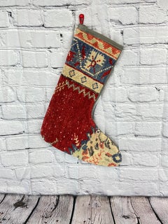 Vintage Handmade Turkish Rug Christmas Stocking