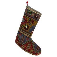 Handgefertigter türkischer Teppich, Weihnachts Stocking, Vintage