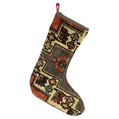 Handgefertigter türkischer Teppich, Weihnachts Stocking, Vintage