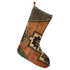 Alfombra turca vintage hecha a mano Calcetín de Navidad