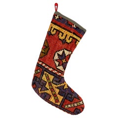 Vintage Handmade Turkish Rug Christmas Stocking