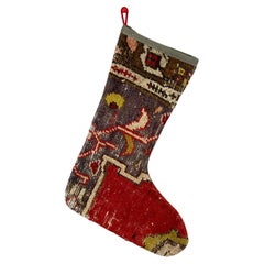 Handgefertigter türkischer Teppich, Weihnachts Stocking, Vintage