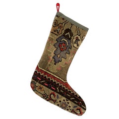 Handgefertigter türkischer Teppich, Weihnachts Stocking, Vintage