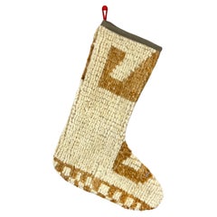 Calza di Natale vintage fatta a mano con tappeto turco