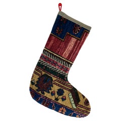 Vintage Handmade Turkish Rug Christmas Stocking