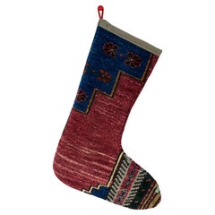 Calza di Natale vintage fatta a mano con tappeto turco