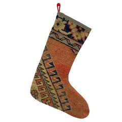 Calza di Natale vintage fatta a mano con tappeto turco