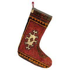 Vintage Handmade Turkish Rug Christmas Stocking