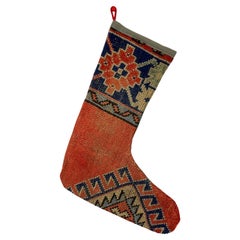Calza di Natale vintage fatta a mano con tappeto turco