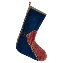 Calza di Natale vintage fatta a mano con tappeto turco