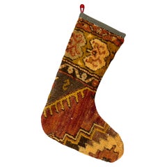 Alfombra turca vintage hecha a mano Calcetín de Navidad