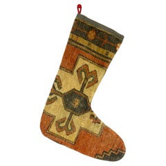 Alfombra turca vintage hecha a mano Calcetín de Navidad