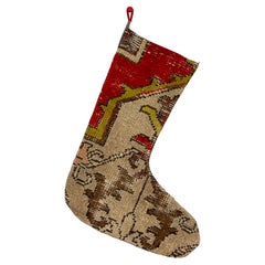Alfombra turca vintage hecha a mano Calcetín de Navidad
