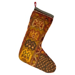 Alfombra turca vintage hecha a mano Calcetín de Navidad