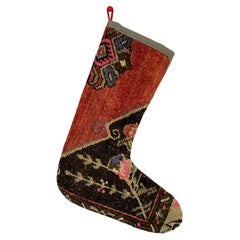 Alfombra turca vintage hecha a mano Calcetín de Navidad