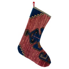 Calza di Natale vintage fatta a mano con tappeto turco
