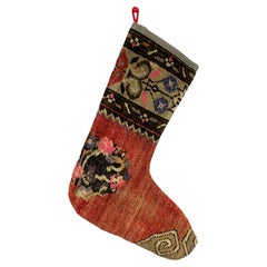 Vintage Handmade Turkish Rug Christmas Stocking