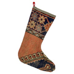 Calza di Natale vintage fatta a mano con tappeto turco