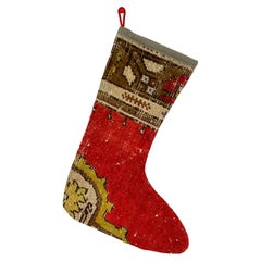 Handgefertigter türkischer Teppich, Weihnachts Stocking, Vintage