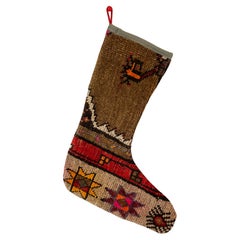 Vintage Handmade Turkish Rug Christmas Stocking Vintage Handmade Turkish Rug Christmas Stocking