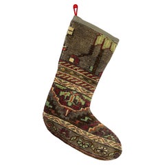 Vintage Handmade Turkish Rug Christmas Stocking