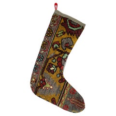 Handgefertigter türkischer Teppich, Weihnachts Stocking, Vintage