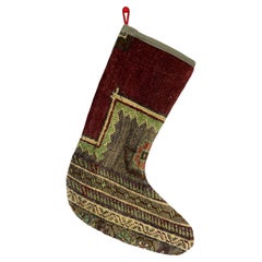 Vintage Handmade Turkish Rug Christmas Stocking