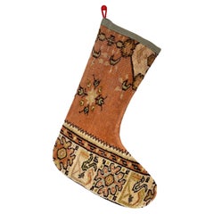 Calza di Natale vintage fatta a mano con tappeto turco
